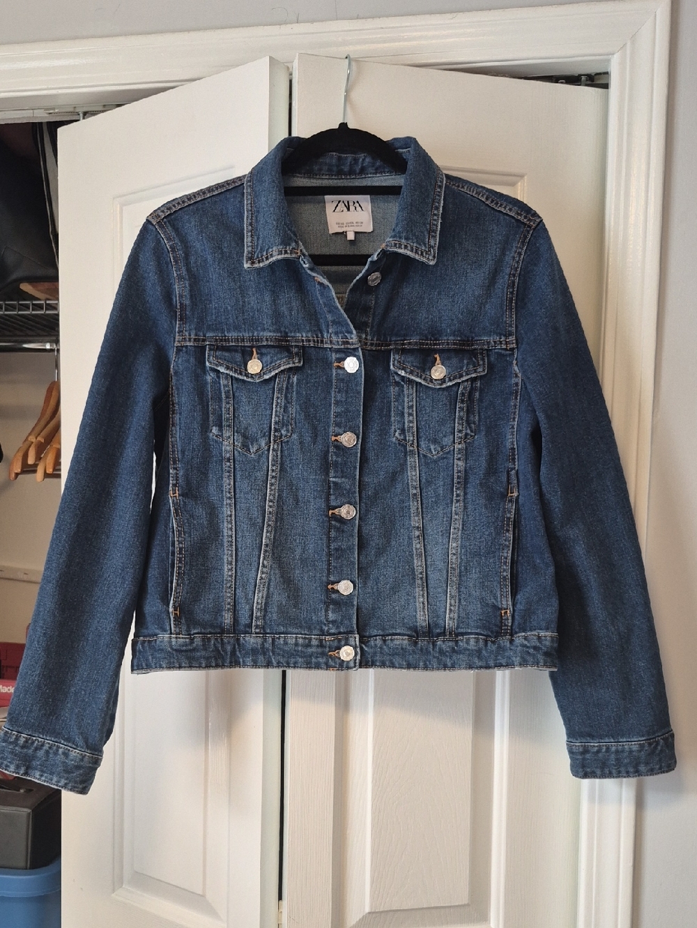 Zara Blue Button-Front Denim Jacket